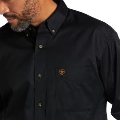 Guadalajara Western Wear Men Ariat Solid Twill Black/Bronze Classic Long Sleeve Shirt