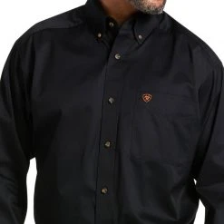 Guadalajara Western Wear Men Ariat Solid Twill Black/Bronze Classic Long Sleeve Shirt