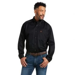Guadalajara Western Wear Men Ariat Solid Twill Black/Bronze Classic Long Sleeve Shirt