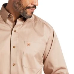 Guadalajara Western Wear Ariat Solid Twill Kahki/Bronze Classic Long Sleeve Shirt Men