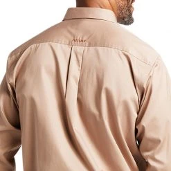 Guadalajara Western Wear Ariat Solid Twill Kahki/Bronze Classic Long Sleeve Shirt Men