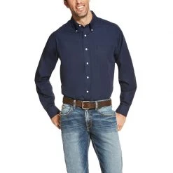 Guadalajara Western Wear Ariat Men's Long Sleeve Button Up Shirt - Navy Blue