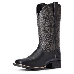 Guadalajara Western Wear Ariat Black Women Round Up Remuda Wide Square Toe Western Boot