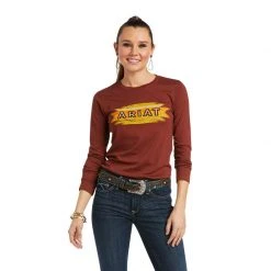 Guadalajara Western Wear Ariat Serape Tee- RUST HEATHER