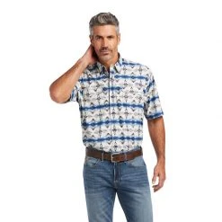 Guadalajara Western Wear Men Ariat Ventek Twilight Blue Serape Classic Short Sleeve Shirt 11 Guadalajara Western Wear Men Ariat Ventek Twilight Blue Serape Classic Short Sleeve Shirt