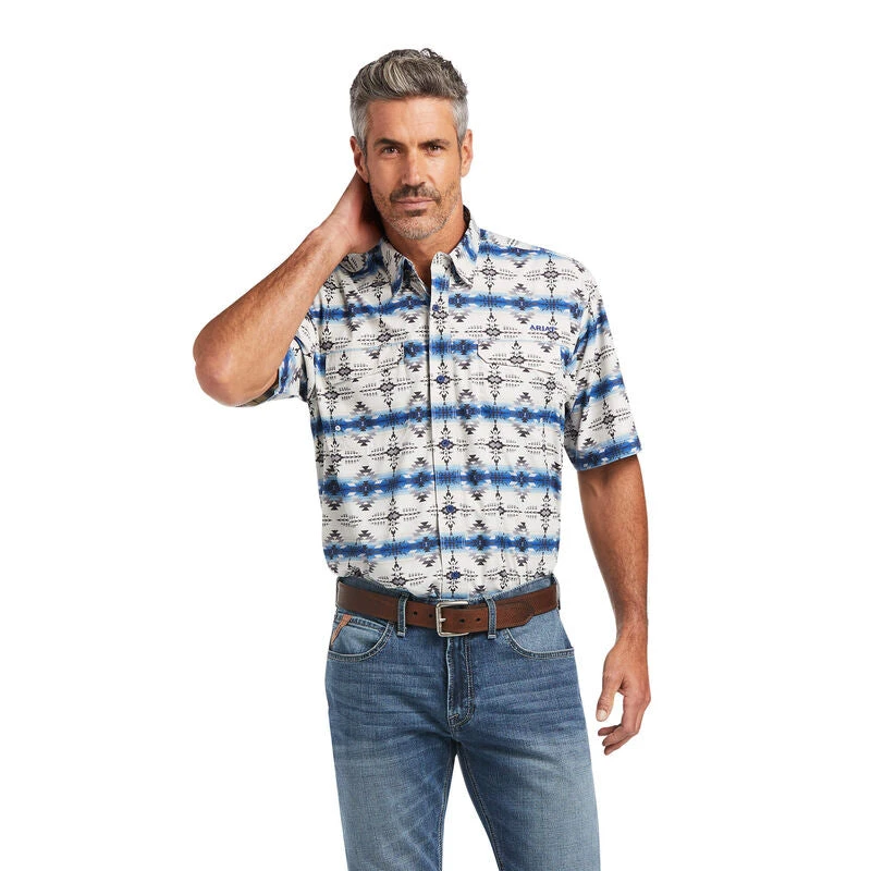 Guadalajara Western Wear Men Ariat Ventek Twilight Blue Serape Classic Short Sleeve Shirt 5 Guadalajara Western Wear Men Ariat Ventek Twilight Blue Serape Classic Short Sleeve Shirt