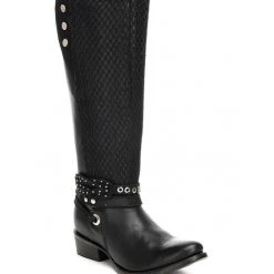 Cuadra Black Volturno Leather Tall Boot