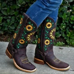 Reywelt Quincy Wide Square Toe Western Cowgirl Boots - Q322GL6294