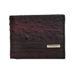 Guadalajara Western Wear Cuadra Black Cherry Full Quill Ostrich Leather Wallet