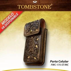 Guadalajara Western Wear Accessories Tombstone Leather Tooled Floral Cell Phone Case
