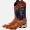 Guadalajara Western Wear White Diamond Avestruz Men's Wide Square Toe Boots - Cognac