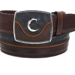 Guadalajara Western Wear Men Cuadra Desert Navy Blue Modern Leather Belt