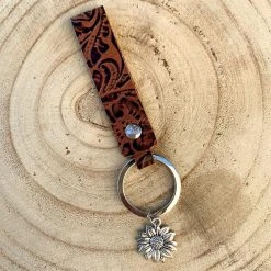 Guadalajara Western Wear Western Tooled Sunflower Keychain Accessories