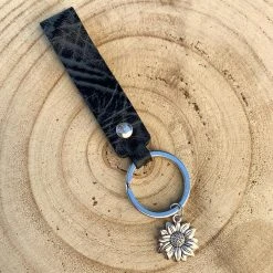 Guadalajara Western Wear Black Western Tooled Sunflower Keychain
