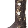 Guadalajara Western Wear White Diamond Brown/White Floral Snip Toe Women Boot