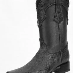 Guadalajara Western Wear White Diamond Tiburon Versace Toe Men's Boots - Black