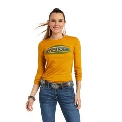 Guadalajara Western Wear Ariat Serape Tee- Yellow Women