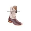 Guadalajara Western Wear Los Altos Brown Ostrich Belly Wide Square Toe Cowboy Boots Men