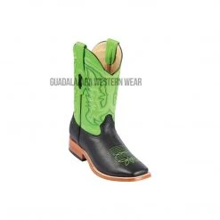 Guadalajara Western Wear Los Altos Black Grisly Wide Square Toe Cowboy Boots