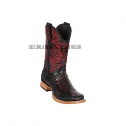 Guadalajara Western Wear Los Altos Faded Gray Caiman Belly & Deer Wide Square Toe Cowboy Boots Men