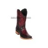 Guadalajara Western Wear Los Altos Faded Burgundy Caiman Belly & Deer Wide Square Toe Cowboy Boots