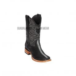 Guadalajara Western Wear Men Los Altos Black Rowstone Stingray & Deer Wide Square Toe Cowboy Boots