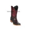 Guadalajara Western Wear Los Altos Black Cherry Ostrich Leg & Deer Wide Square Toe Cowboy Boots Men