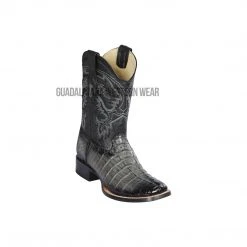 Guadalajara Western Wear Los Altos Faded Grey Caiman Tail Wide Square Toe Cowboy Boots Men