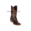 Guadalajara Western Wear Los Altos Faded Brown Teju & Deer Wide Square Toe Cowboy Boots