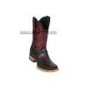 Guadalajara Western Wear Los Altos Black Cherry Teju & Deer Wide Square Toe Cowboy Boots Men
