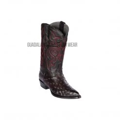 Guadalajara Western Wear Los Altos Black Cherry Ostrich J Toe Cowboy Boots