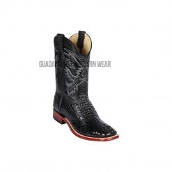 Guadalajara Western Wear Los Altos Black Caiman Hornback Wide Square Toe Cowboy Boots Men