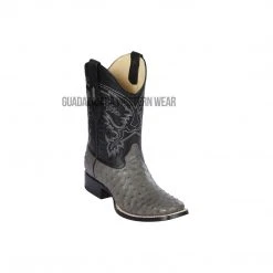 Guadalajara Western Wear Men Los Altos Gray Ostrich Wide Square Toe Cowboy Boots