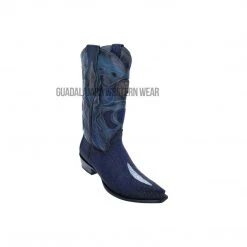 Guadalajara Western Wear Los Altos Faded Navy Blue Stingray Single Stone Snip Toe Cowboy Boots