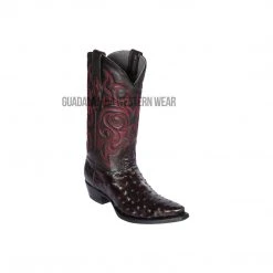 Guadalajara Western Wear Los Altos Black Cherry Ostrich Snip Toe Cowboy Boots Men