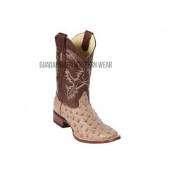 Guadalajara Western Wear Men Los Altos Mocha Ostrich Wide Square Toe Cowboy Boots