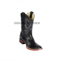 Guadalajara Western Wear Men Los Altos Black Teju Wide Square Toe Cowboy Boots