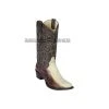 Guadalajara Western Wear Los Altos Winter White Brown Ostrich Leg Snip Toe Cowboy Boots