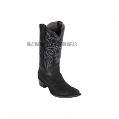 Guadalajara Western Wear Los Altos Black Suede Finish Python Snip Toe Cowboy Boots