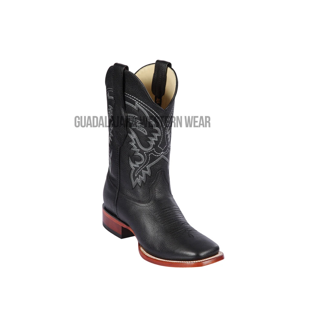 Guadalajara Western Wear Los Altos Black Grisly Wide Square Toe Cowboy Boots Men 3 Guadalajara Western Wear Los Altos Black Grisly Wide Square Toe Cowboy Boots Men