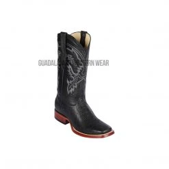 Guadalajara Western Wear Los Altos Black Bull Shoulder Wide Square Toe Cowboy Boots