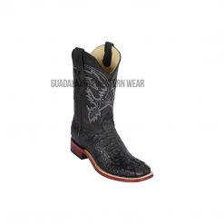 Guadalajara Western Wear Los Altos Black Greasy Finish Caiman Hornback Wide Square Toe Cowboy Boots Men