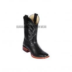 Guadalajara Western Wear Men Los Altos Black Pull Up Wide Square Toe Cowboy Boots