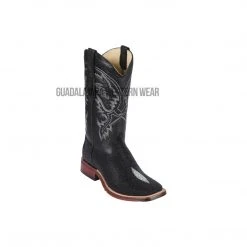 Guadalajara Western Wear Men Los Altos Black Stingray Wide Square Toe Cowboy Boots