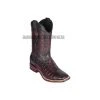 Guadalajara Western Wear Los Altos Black Cherry Caiman Flank Wide Square Toe Cowboy Boots