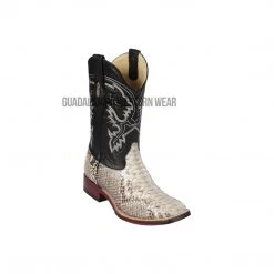 Guadalajara Western Wear Los Altos Natural Python Wide Square Toe Cowboy Boots Men