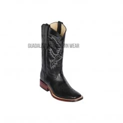 Guadalajara Western Wear Los Altos Black Pull Up Wide Square Toe Cowboy Boots Men