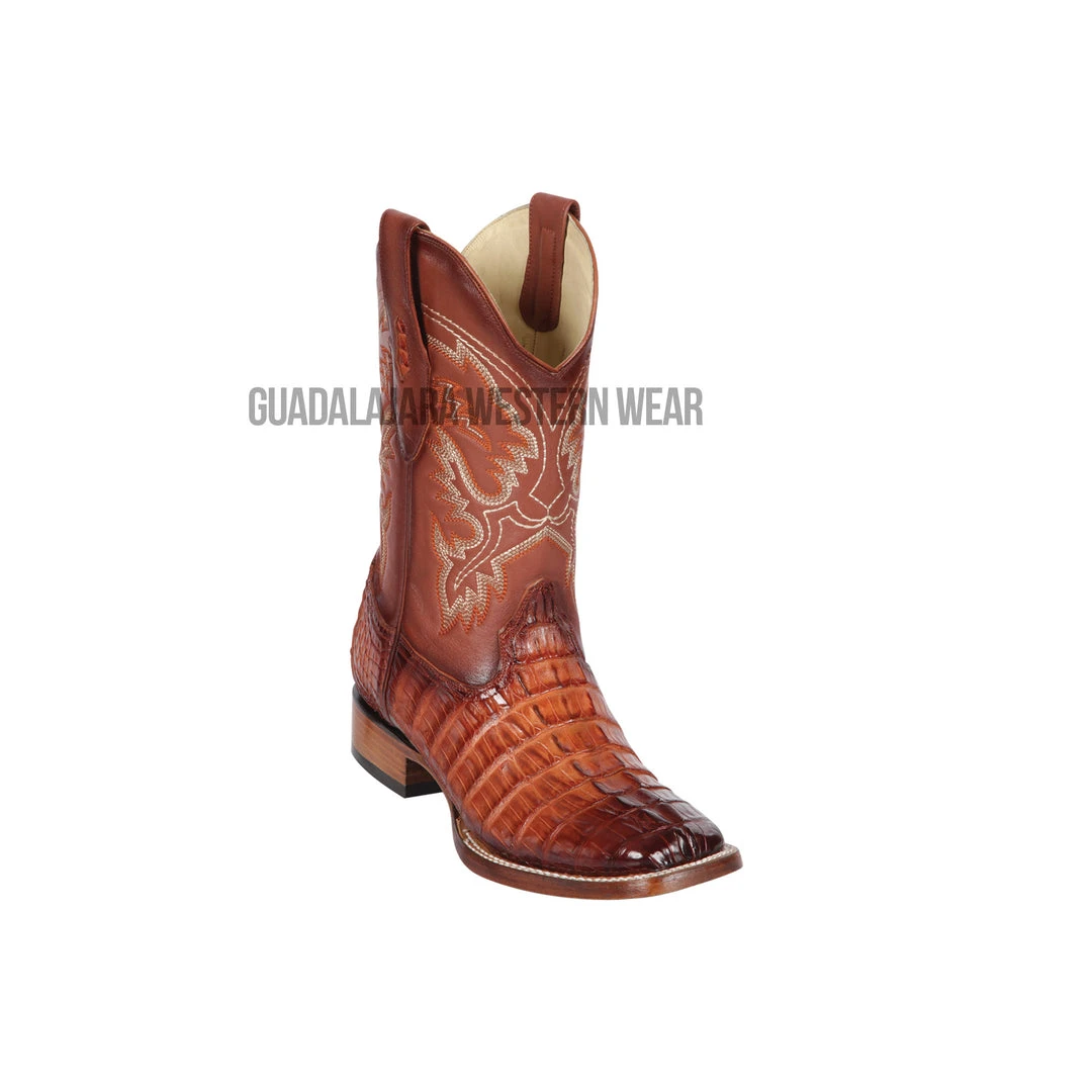 Guadalajara Western Wear Los Altos Faded Cognac Caiman Tail Wide Square Toe Cowboy Boots Men 3 Guadalajara Western Wear Los Altos Faded Cognac Caiman Tail Wide Square Toe Cowboy Boots Men