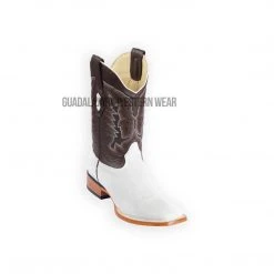 Guadalajara Western Wear Men Los Altos White Ostrich Belly Wide Square Toe Cowboy Boots