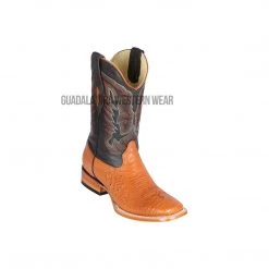 Guadalajara Western Wear Men Los Altos Honey Ostrich Belly Wide Square Toe Cowboy Boots